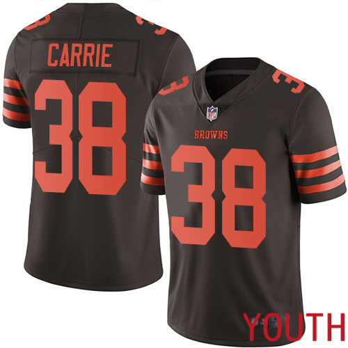 Cleveland Browns T J Carrie Youth Brown Limited Jersey #38 NFL Football Rush Vapor Untouchable->youth nfl jersey->Youth Jersey